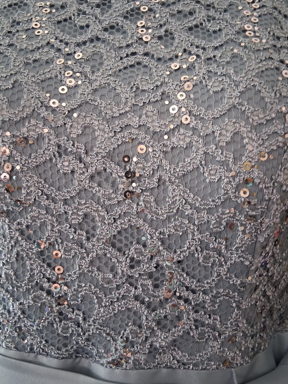 Sleeveless Lace Bodice Evening Gown in Light Bluish/ Seafoam Green Size 12 - Picture 9 of 11